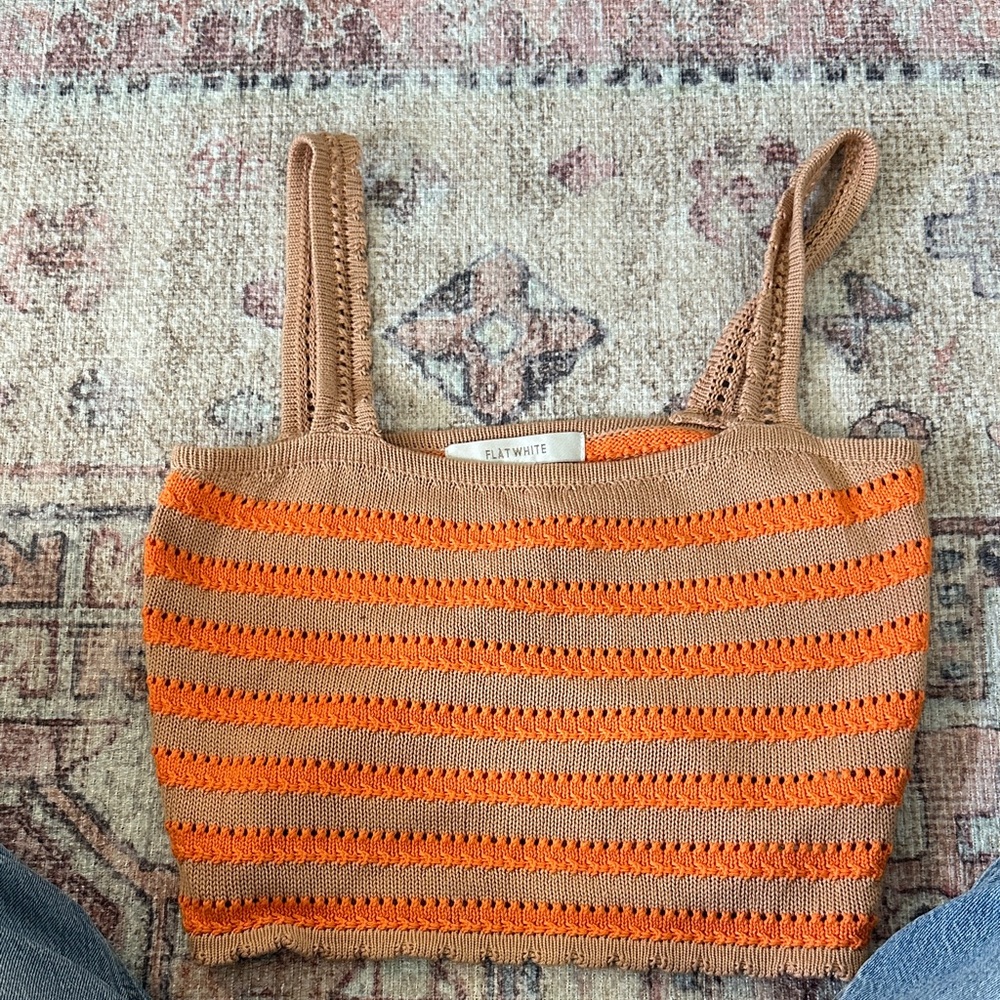 Orange and Tan Knit Tank